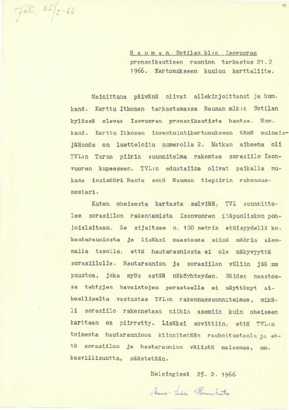Esikatselukuva:&nbsp;Rauma Isovuori Pronssikautisen röykkiön kaivaus 1966
