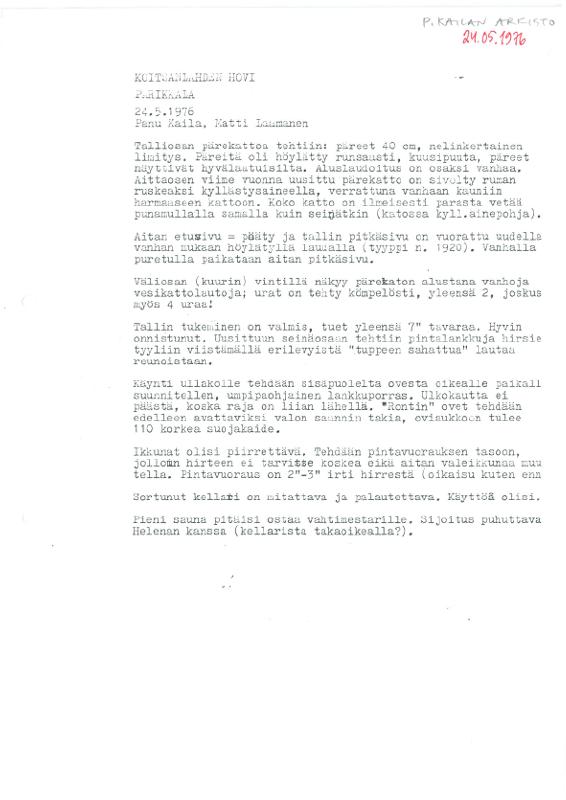 Esikatselukuva:&nbsp;Koitsanlahden hovi, Parikkala 24.5.1976