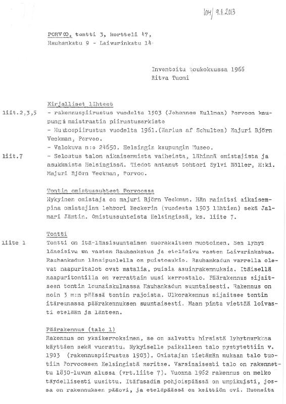Esikatselukuva:&nbsp;Porvoo Tontti 3, kortteli 47 Rauhankatu 9 - Laivurinkatu 14