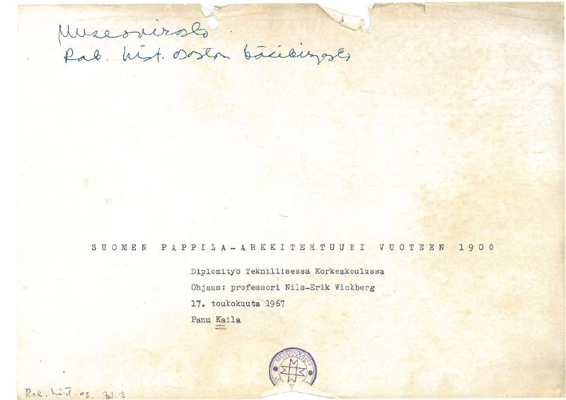 Esikatselukuva:&nbsp;Suomen pappila-arkkitehtuuri vuoteen 1900