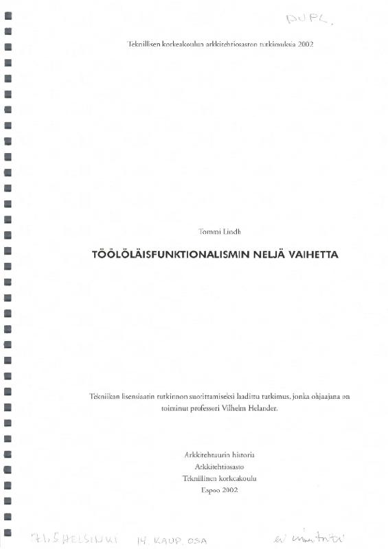 Esikatselukuva: Töölöläisfunktionalismin 4 vaihetta