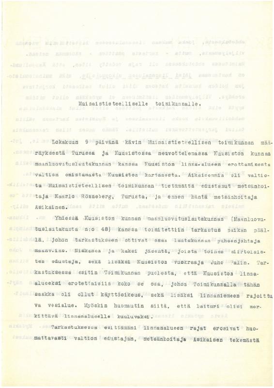 Ladataan Käynti Kuusiston linnan raunioilla lokakuun 9. päivänä 1945. Linna-alueen erottaminen Kuusiston kartanosta
