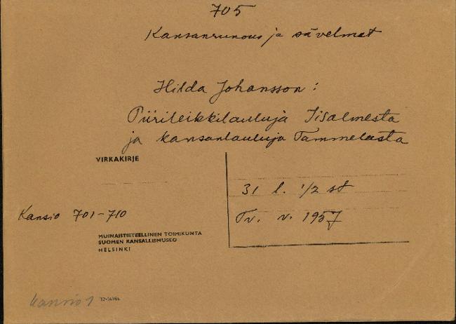 Esikatselukuva: Piirileikkilauluja Iisalmesta ja kansanlauluja Tammelasta