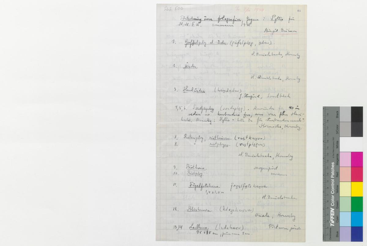 ???resource.thumbnail???: Förteckning över foton tagna i Pyttis sommaren 1938