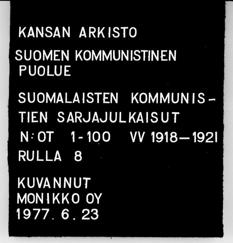 Esikatselukuva: Suomalaisten Kommunistien Sarjajulkaisu N:o 60