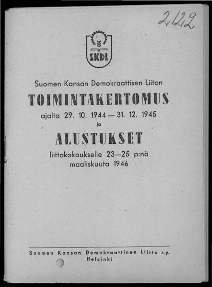 Esikatselukuva: SKDL_hallinnollinen_jaosto_toimintakertomukset_1944_1945_1