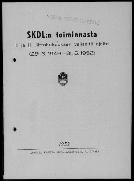 Esikatselukuva: SKDL_hallinnollinen_jaosto_toimintakertomukset_1949_1952_1