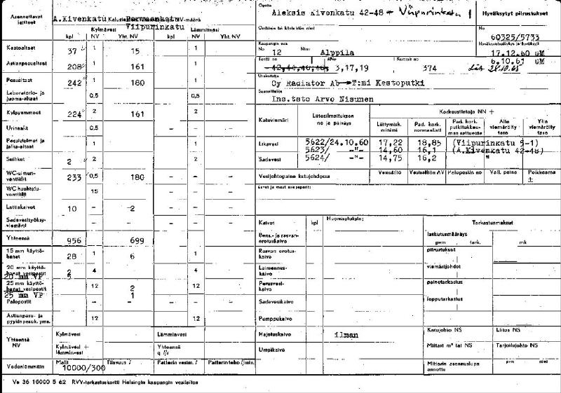 Esikatselukuva: Aleksis Kivenkatu 42-48, Viipurinkatu 1 - 60325-5733
