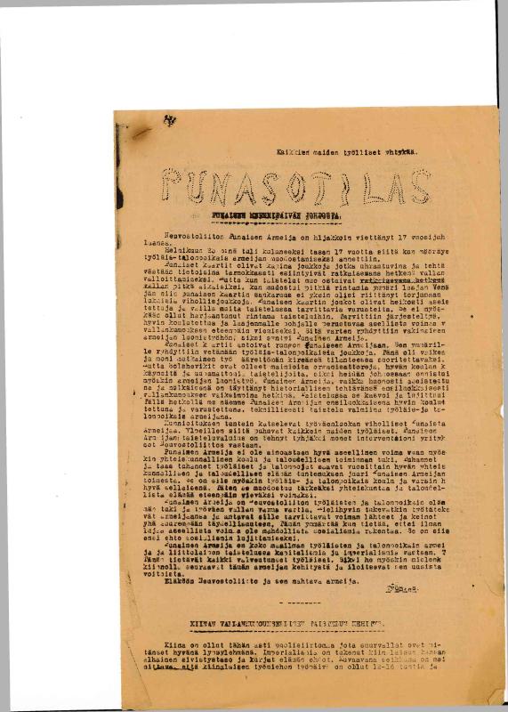 Esikatselukuva: SKP_1918_1944_keskuskomitean_lehdet_Punasotilas 1935