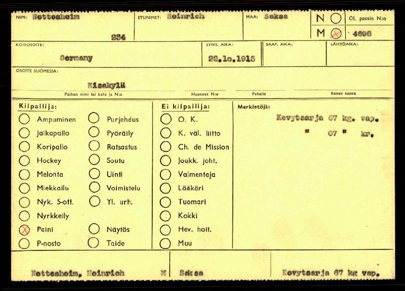 Esikatselukuva:&nbsp;Nettesheim (Saksa) - Thong (Singapore) (Olympia 1952)