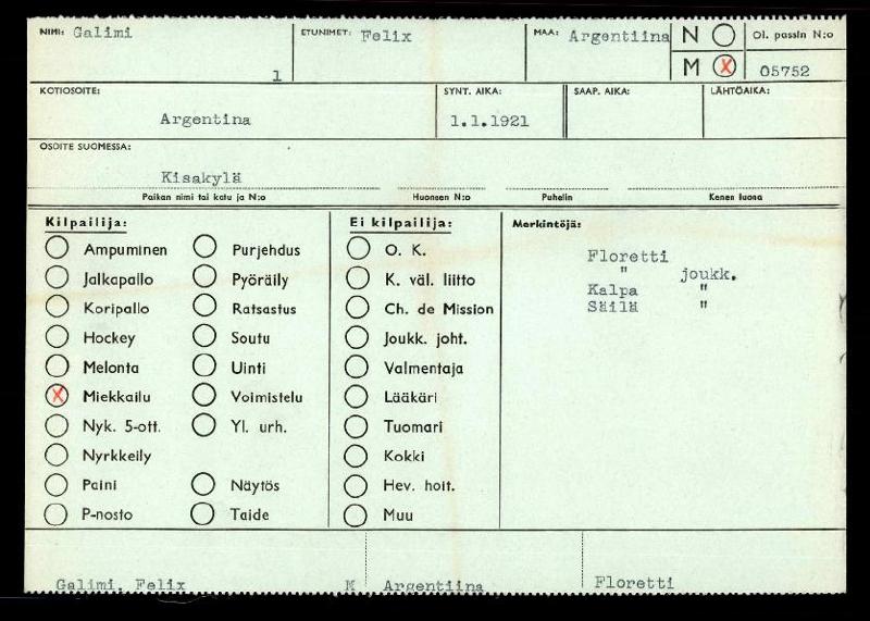 Esikatselukuva: Galimi - Worth (Olympia 1952) - miekkailu